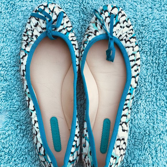 Authentic LONGCHAMP Ile Aux Pantheres Ballerina Flats, Size 6M, Lagoon Color - Picture 3 of 6